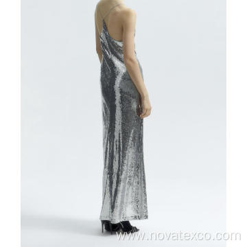 Sequin Party Dress With Suspender Long Skirt